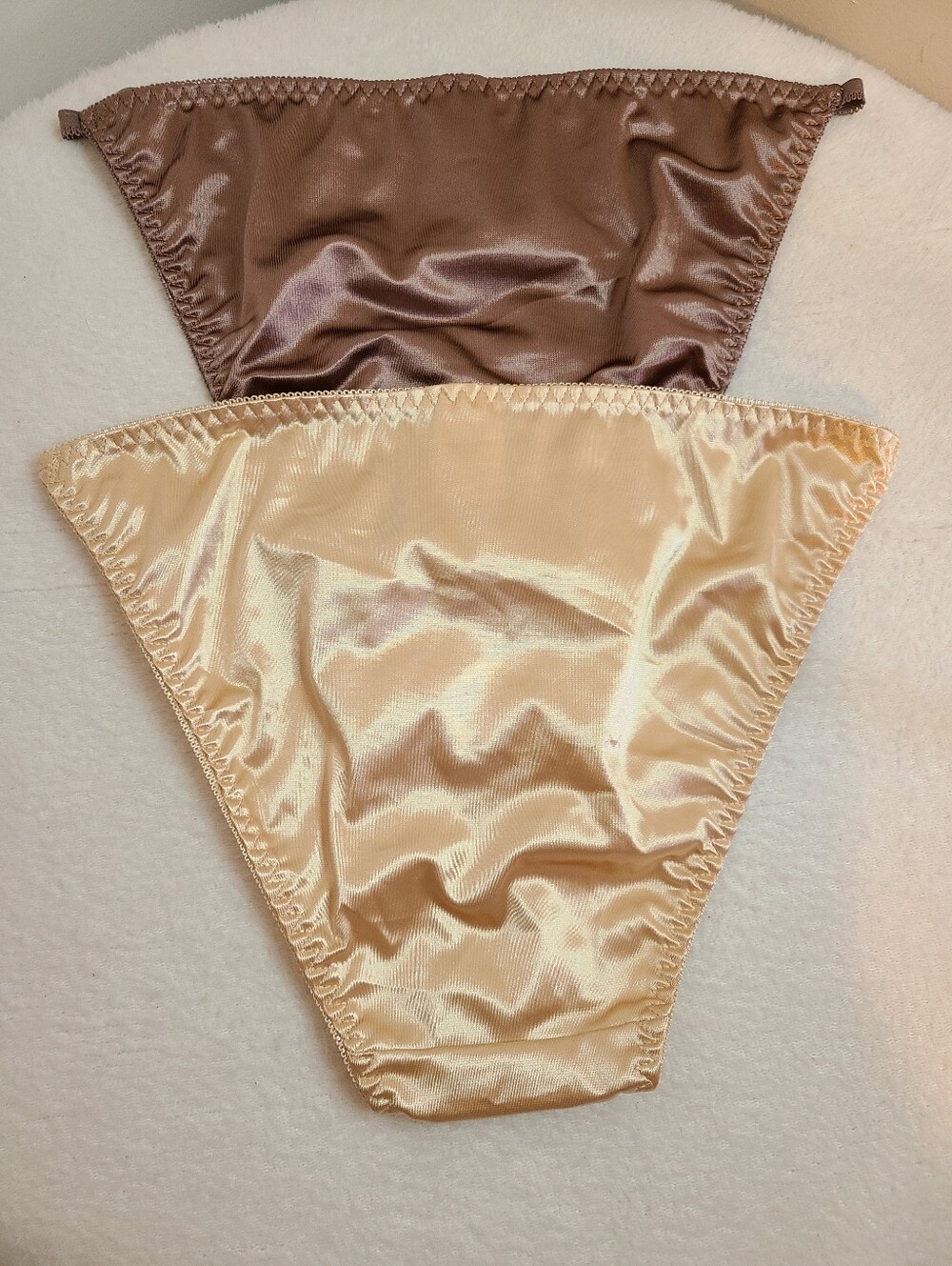 New 2pk Silky Satin Second Skin Nylon Spandex String Bikini Panties Size XL - Picture 3 of 5